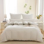 Parure de couette carreaux soulful - housse de couette 200x200 cm + 2 taie doreiller 65x65 cm - 100% ...
