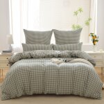 Parure de couette carreaux soulful - housse de couette 200x200 cm + 2 taie doreiller 65x65 cm - 100% ...