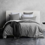Parure de couette coton soulful - housse de couette 200x200 cm + 2 taie doreiller 65x65 cm - bicolore ...