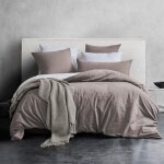 Parure de couette coton soulful - housse de couette 200x200 cm + 2 taie doreiller 65x65 cm - bicolore ...