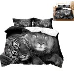 Parure de couette housse de couette 220x240cm lion tigre noir with 2 taies doreillers - microfibre parures ... Parure de couette housse de couette 220x240cm lion tigre noir with 2 taies doreillers - microfibre parures ...