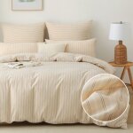 Parure de couette ray� soulful - housse de couette 200x200 cm + 2 taie doreiller 65x65 cm - 100% coton ...