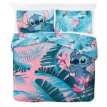 Parure de courette disney lilo & stitch � fleurs lit deaux personnes