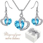 Magnifique parure avec cristal baignée dans l?or blanc. collier et boucles doreilles. cadeau noël cadeau ... Magnifique parure avec cristal baignée dans l?or blanc. collier et boucles doreilles. cadeau noël cadeau ...