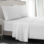 Parure de draps - 100% coton - 4 pi�ces - king size 180x200 cm - blanc - uni