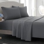 Parure de draps - 100% coton - king 180x200 cm - 4 pièces - gris foncé - uni Parure de draps - 100% coton - king 180x200 cm - 4 pièces - gris foncé - uni