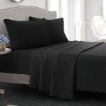 Parure de draps - 100% coton - king 180x200 cm - 4 pièces - noir - uni Parure de draps - 100% coton - king 180x200 cm - 4 pièces - noir - uni