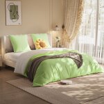 Parure de draps 4 pices pour lit 160x200 cm 1 housse de couette 1 drap housse 2 taies rose et gris vert ...