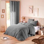 Parure de draps 4 pièces noah gaze de coton pour lit 2 places 140 cm - noah ardoise Parure de draps 4 pièces noah gaze de coton pour lit 2 places 140 cm - noah ardoise