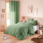 Parure de draps 4 pièces noah gaze de coton pour lit 2 places 140 cm - noah olive Parure de draps 4 pièces noah gaze de coton pour lit 2 places 140 cm - noah olive