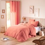 Parure de draps 4 pi�ces noah gaze de coton pour lit 2 places 160 cm - noah blush