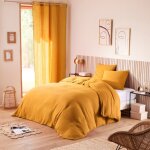 Parure de draps 4 pièces noah gaze de coton pour lit 2 places 160 cm - noah curry Parure de draps 4 pièces noah gaze de coton pour lit 2 places 160 cm - noah curry