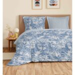 Parure de draps 4 pices vanessa pour lit 140 x 190 cm adama azur