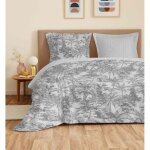 Parure de draps 4 pices vanessa pour lit 140 x 190 cm adama perle