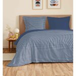Parure de draps 4 pices vanessa pour lit 140 x 190 cm gabrielle marine