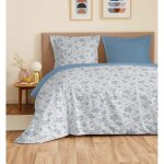 Parure de draps 4 pices vanessa pour lit 140 x 190 cm louise bleu