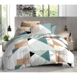 Parure de draps 4p louna lit 160 x 200 geo turquoise coton pur