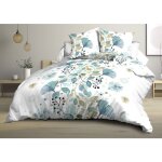 Parure drap plat + drap - housse 140x190 + 2 taies - microfibre - bloom