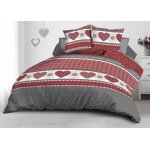 Parure drap plat + drap - housse 140x190 + 2 taies - microfibre - coeurs rouge Parure drap plat + drap - housse 140x190 + 2 taies - microfibre - coeurs rouge