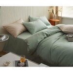 Parure housse de couette microfibre - ashanlan - 240 x 260cm et 2 taie doreiller 65x65cm - vert clair ...