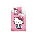 Parure housse de couette et taie doreiller simple hello kitty ribbon - taille europenne