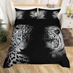 Parure lopard housse de couette tigre parure de lit 140x200cm motif animal safari housse de couette ...
