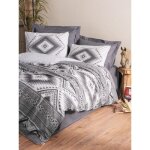 Parure de lit - 1 housse de couette 220 x 240 cm + 2 taies doreiller 60 x 60 cm - 100% coton renforc ...
