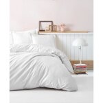 Parure de lit - 1 housse de couette 220 x 240 cm + 2 taies doreiller 60 x 60 cm - satin 100% coton - ...