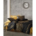 Parure de lit - 1 housse de couette 220 x 240 cm + 2 taies doreiller 60 x 60 cm - satin 100% coton - ...