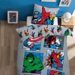 Parure de lit enfant 100% coton - marvel comics - multicolore - 140x200 + 63x63cm