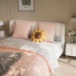 Parure de lit 140x190 4 pices housse de couette 140x210 cm + drap housse 140x200cm avec 2 taies doreiller ...
