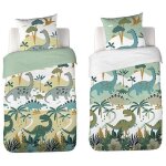Parure de lit 140x200 cm enfant ? housse de couette rversible dinosaure + 1 taie d?oreiller 63x63 cm ...