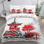 Parure de lit 2 personnes adulte housse de couette 240×260 motifs japonais aquarelles parure de couette ... Parure de lit 2 personnes adulte housse de couette 240×260 motifs japonais aquarelles parure de couette ...