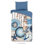 Parure de lit 220x240 cm coton - satin 33219 bleu Parure de lit 220x240 cm coton - satin 33219 bleu