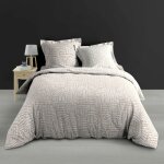 Parure de lit 240x220 percale 78 fils eliot beige 100% coton - housse + 2 taies