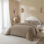 Parure de lit 260x240 flanelle beige terre de nuit