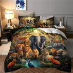 Parure de lit 3 pices avec housse de couette - animaux de la jungle 3d - pour chambre denfant garon ...