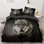 Parure de lit 3d avec motif de louptendance fantaisistehousse de couette respirante avec fermeture clair ...