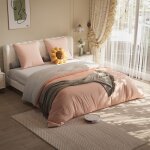 Parure de lit 4 pièces - hofurni - polyester - 160x200 cm - rose + gris clair - facile à entretenir Parure de lit 4 pièces - hofurni - polyester - 160x200 cm - rose + gris clair - facile à entretenir