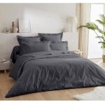 Parure de lit - haute qualit� - 5 pi�ces - 100% coton - 140x190 cm - gris
