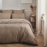 Parure de lit - haute qualit - 5 pices - 100% coton - 160x200 cm - marron