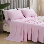 Parure de lit - haute qualit� - 5 pi�ces - 100% coton - rose - 160x200 cm