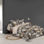 Parure de lit 6 pi�ces alvaro 240 x 220 cm ? 100% coton beige motif tropical