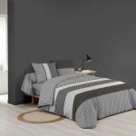 Douceur dint�rieur ? parure de lit 6 pi�ces meiko 240 x 220 cm 100% coton noir / gris