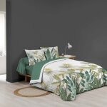 Parure de lit 6 pi�ces otika 240 x 220 cm ? 100% coton 42 fils / cm� ? motif feuillage vert