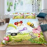 Parure de lit animaux du jardin housse de couette 140x200 enfant 1 personne 3d motif style de bande dessine ...