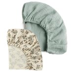 Parure lit b�b� - 2 pi�ces vert cr�me / olive drap - housse lit b�b� gar�on / fille - couleur vert cr�me ...