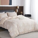 Parure de lit beige de motif feuilles tropicales 1 x housse de couette 200x200 cm 2 personnes et 2 x ...