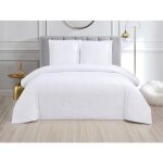 Parure de lit brode en satin 100% coton 120 fils / cm - housse de couette 220 x 240 cm + 2 taies doreiller ...