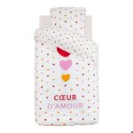 Parure de lit - c?ur d'amour - rversible - 140x200 cm - 100% coton - lavable  60c